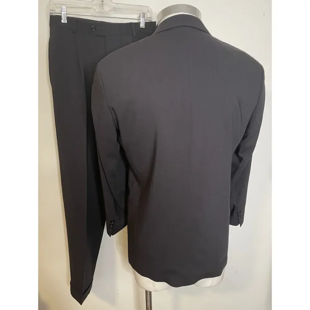 Hugo Boss Pant Suit Mens 38R Black Wool Jacket Pants Einstein Fit Lightweight
